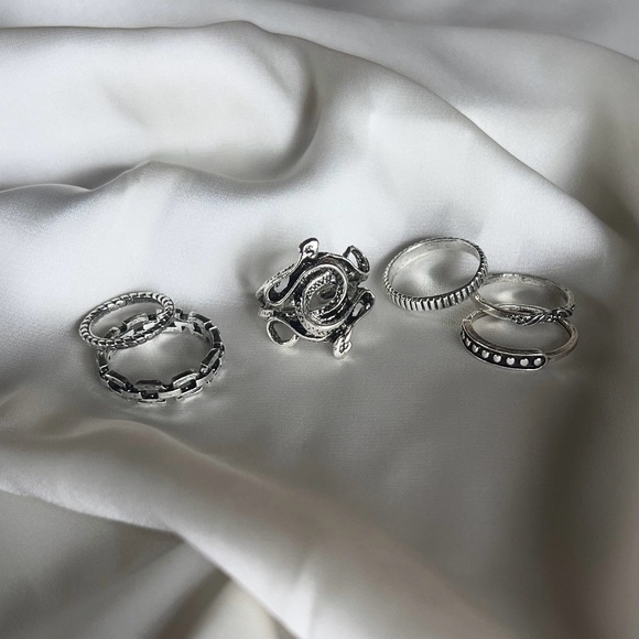 6PC SILVER RING SET - Picture 2 of 2